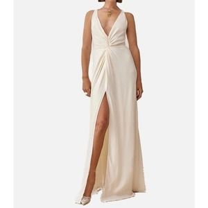 NWT Reformation Bray Dress, Ivory Wedding Dress, Twist Front Formal Gown, Size 8